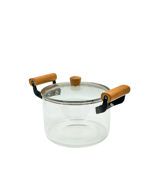 Olla de Vidrio con Mango de Madera - 3 lts
