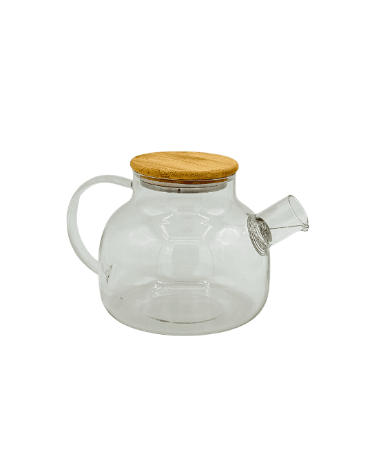 Tetera de Vidrio con Tapa de Bambú